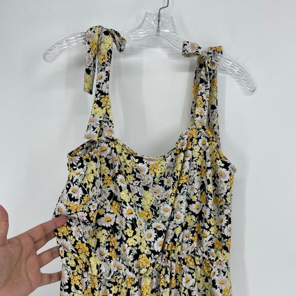 Social Standard By Sanctuary Tie Shoulder Floral Midi Dress Size Large - Picture 3 of 8